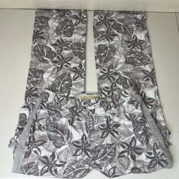Cabelas Cargo Pants Womens 10x31 Gray Cotton Floral Print Utility Y2k Baggy - Picture 1 of 10